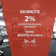 Skirkite 2 % sporto klubui City Gym !